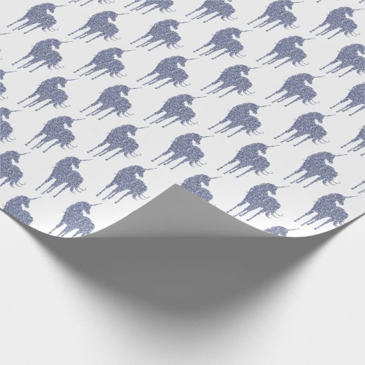 Lila Einhorn-Glitzer Geschenkpapier (Ecke)