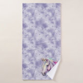 Lila Einhorn Glitzer Herz Badehandtuch (Badehandtuch)