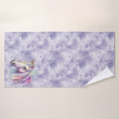 Lila Einhorn Glitzer Herz Badehandtuch (Badehandtuch)
