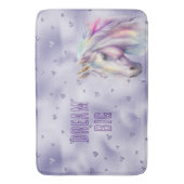 Lila Einhorn Glitzer Herzlich Willkommen im Traum Badematte (Vorderseite Vertikal)