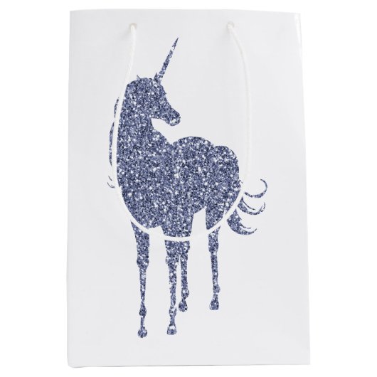 Lila Einhorn-Glitzer Mittlere Geschenktüte (Vorderseite)