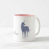 Lila Einhorn-Glitzer personalisiert Zweifarbige Tasse (VorderseiteRechts)
