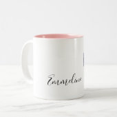 Lila Einhorn-Glitzer personalisiert Zweifarbige Tasse (Vorderseite Links)