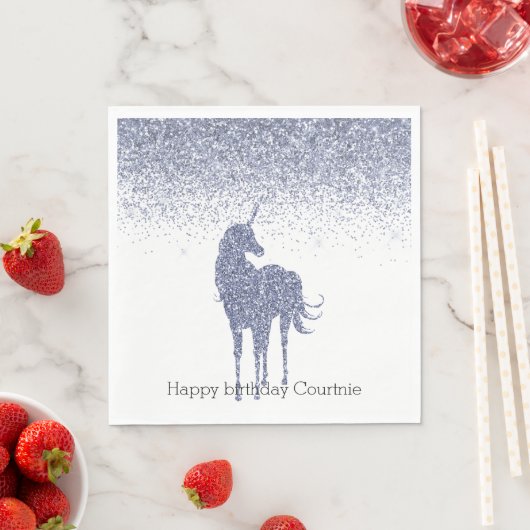 Lila Einhorn-Glitzer Serviette (Beispiel)