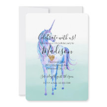 Lila Einhorn Gold Glitzer Herzminze Wasserfarbe