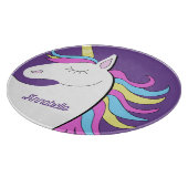 Lila Einhorn Hübsch Unicorns Fantasie Schneidebrett (Ecke)