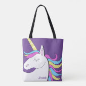 Lila Einhorn Hübsch Unicorns Fantasie Tasche (Rückseite)