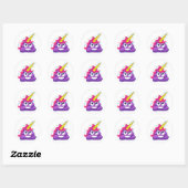 Lila Einhorn Kackte Emoji Round Stickers (Blatt)
