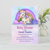 Lila Einhorn-Kinderdusche Einladung (Stehend Vorderseite)