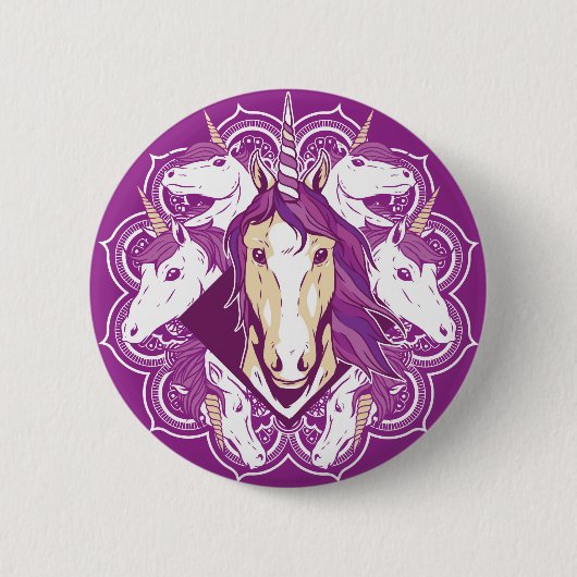 Lila Einhorn-Mandala Button (Vorderseite)
