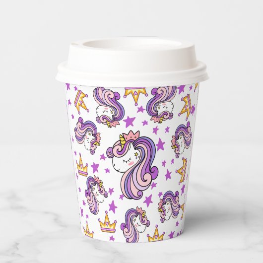 Lila Einhorn Pappbecher (Rückseite)