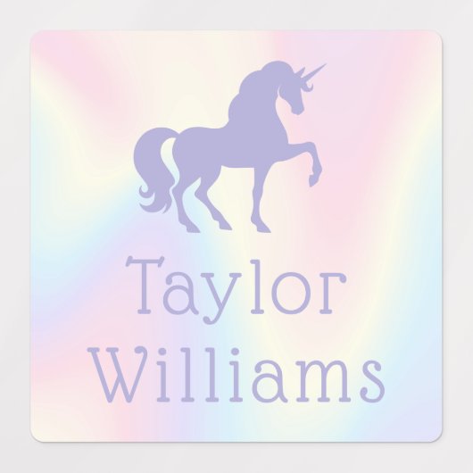 Lila Einhorn-Pastellfarben-Regenbogenkinder-Haftbe Etiketten (Design 1)