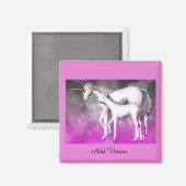 Lila Einhorn Personalisiert Magnet (Vorderseite/Rückseite)