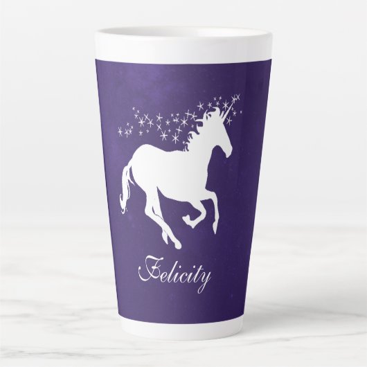 Lila Einhorn Personalisierte Latte-Tasse Milchtasse (Vorderseite)