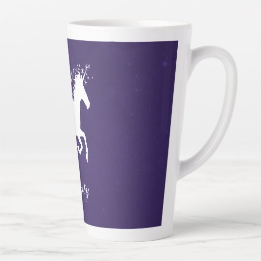 Lila Einhorn Personalisierte Latte-Tasse Milchtasse (Rechts)