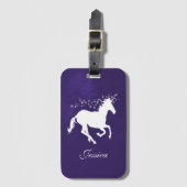 Lila Einhorn-Personalisierter Gepäckanhänger (Vorderseite Vertikal)