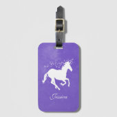 Lila Einhorn-Personalisierter Gepäckanhänger (Vorderseite Vertikal)