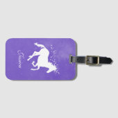 Lila Einhorn-Personalisierter Gepäckanhänger (Vorderseite (Horizontal))