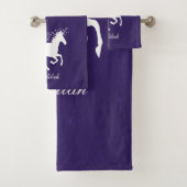 Lila Einhorn Personalisiertes Badetuch Set (Insitu)