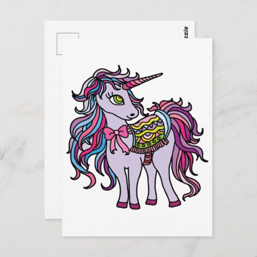 Lila Einhorn Postkarte (Vorne/Hinten)