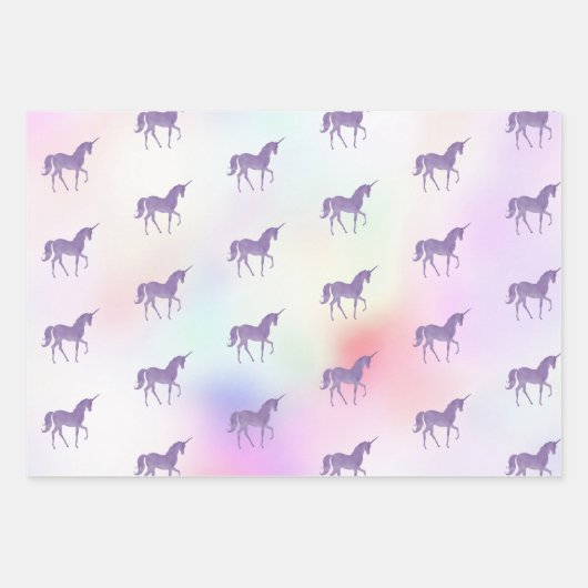 Lila Einhorn Regenbogen Rosa Glitzer Sparkle Herz Geschenkpapier Set (Vorderseite 3)