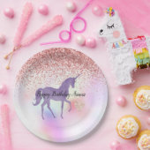 Lila Einhorn Regenbogen Rosa Glitzer Sparkle Herz Pappteller (Party)