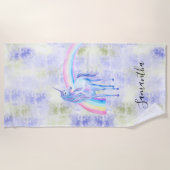 Lila Einhorn Strandtuch (Vorderseite)