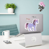 Lila Einhorn- und Libellensticker Aufkleber