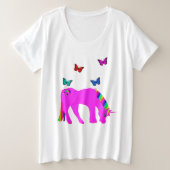 Lila Einhorn und Schmetterlinge Plus-Größe, ZKOA Große Größe T-Shirt (Design vorne)