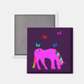 Lila Einhorn- und Schmetterlingsmagnet Magnet (Vorderseite/Rückseite)