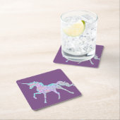 Lila Einhorn-Untersetzer Rechteckiger Pappuntersetzer (Vor Ort)