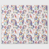 Lila Einhörner Geschenkpapier (Flach)