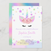 Lila Einhorngeburtseinladung Einladung (Vorne/Hinten)