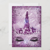 Lila Einhorngeburtstageinladung Einladung (Rückseite)