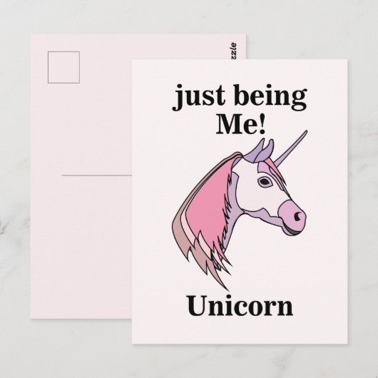 Lila Einhornkopf Postkarte (Vorne/Hinten)