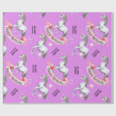 Lila Einhornmädchen Geburtstag Geschenkpapier (Flach)