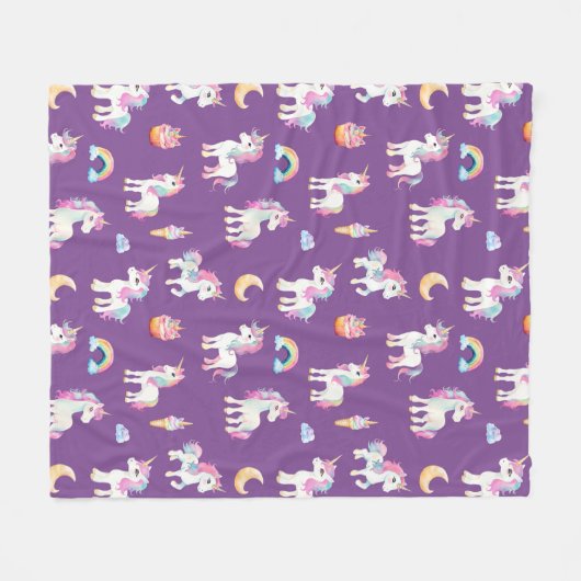 Lila Einhornmuster Fleecedecke (Vorderseite (Horizontal))