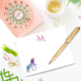 Lila Einhornweiß mit Monogramm Post-it Klebezettel