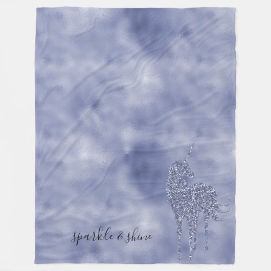 Lila Einicorn-Glitzer personalisiert Fleecedecke (Vorderseite)