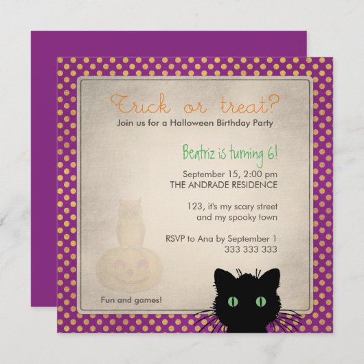 Lila Einladung (Vorne/Hinten)