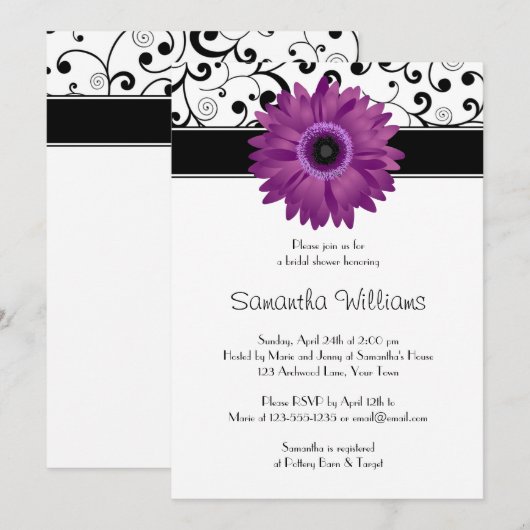 Lila Einladung (Vorne/Hinten)