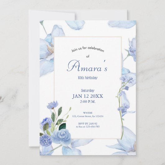 Lila Einladung (Vorderseite)