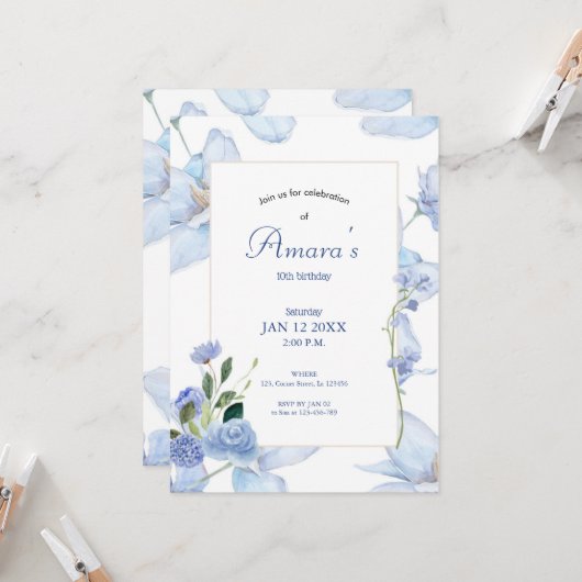 Lila Einladung (Vorderseite/Rückseite Beispiel)