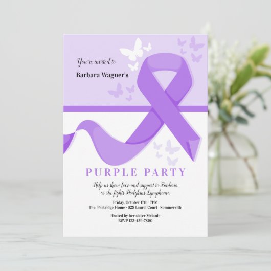 Lila Einladung (Stehend Vorderseite)