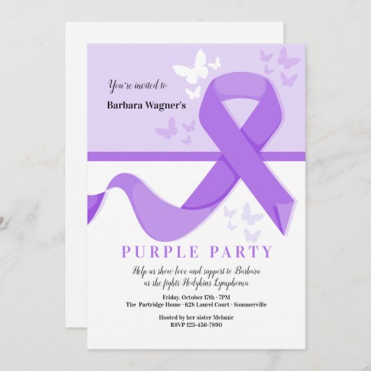 Lila Einladung (Vorne/Hinten)