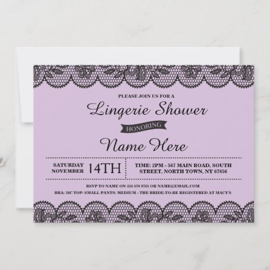 Lila Einladung (Vorderseite)