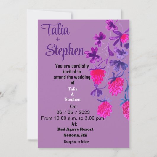 Lila Einladung (Vorderseite)