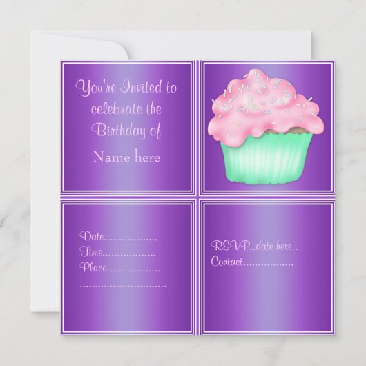 LILA EINLADUNG DER GEBURTSTAGSPARTEI (Rückseite)