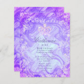Lila Einladung, glänzende Kronen Einladung (Vorne/Hinten)