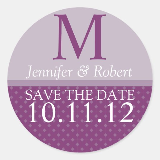 Lila Einladung Umschlag Aufkleber Monogramm (Vorderseite)